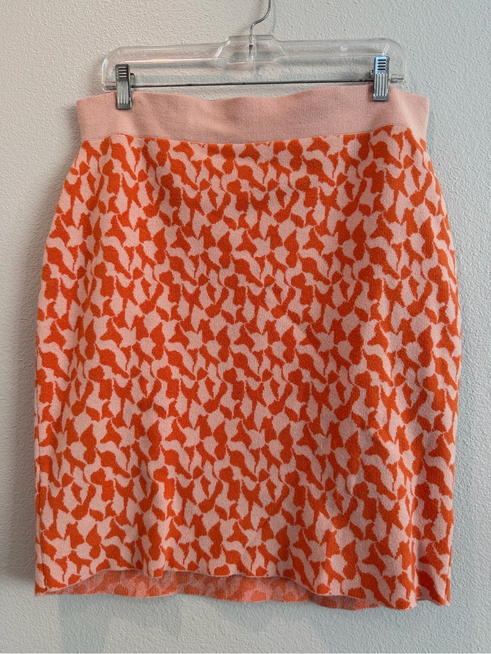 Anthropologie Pink and Orange Patterned Knit Pencil Skirt